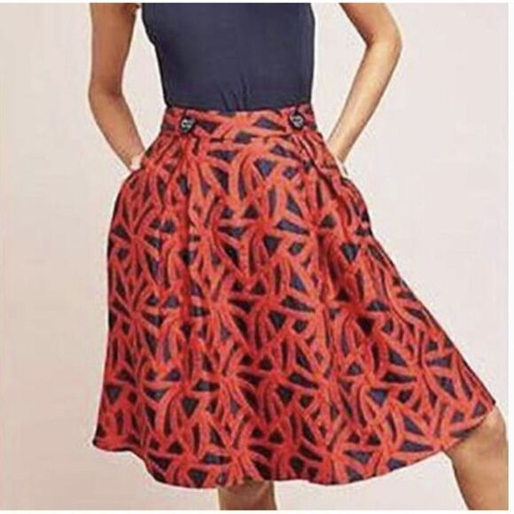 New Anthropologie Eva Franco Mariner Skirt Size 4 Petites Red Navy MSRP $140 - Picture 16 of 16